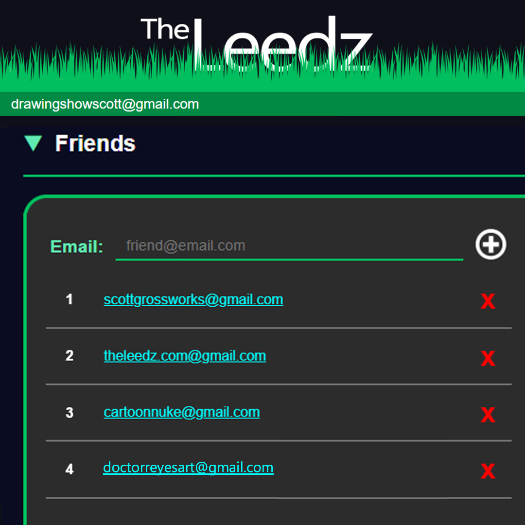 Leedz dashboard friends list