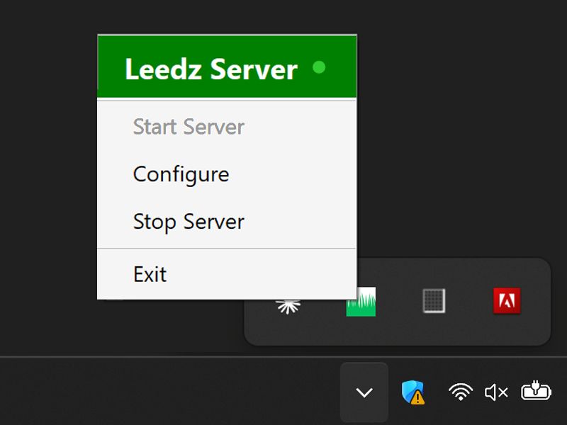 Leedz Server system tray