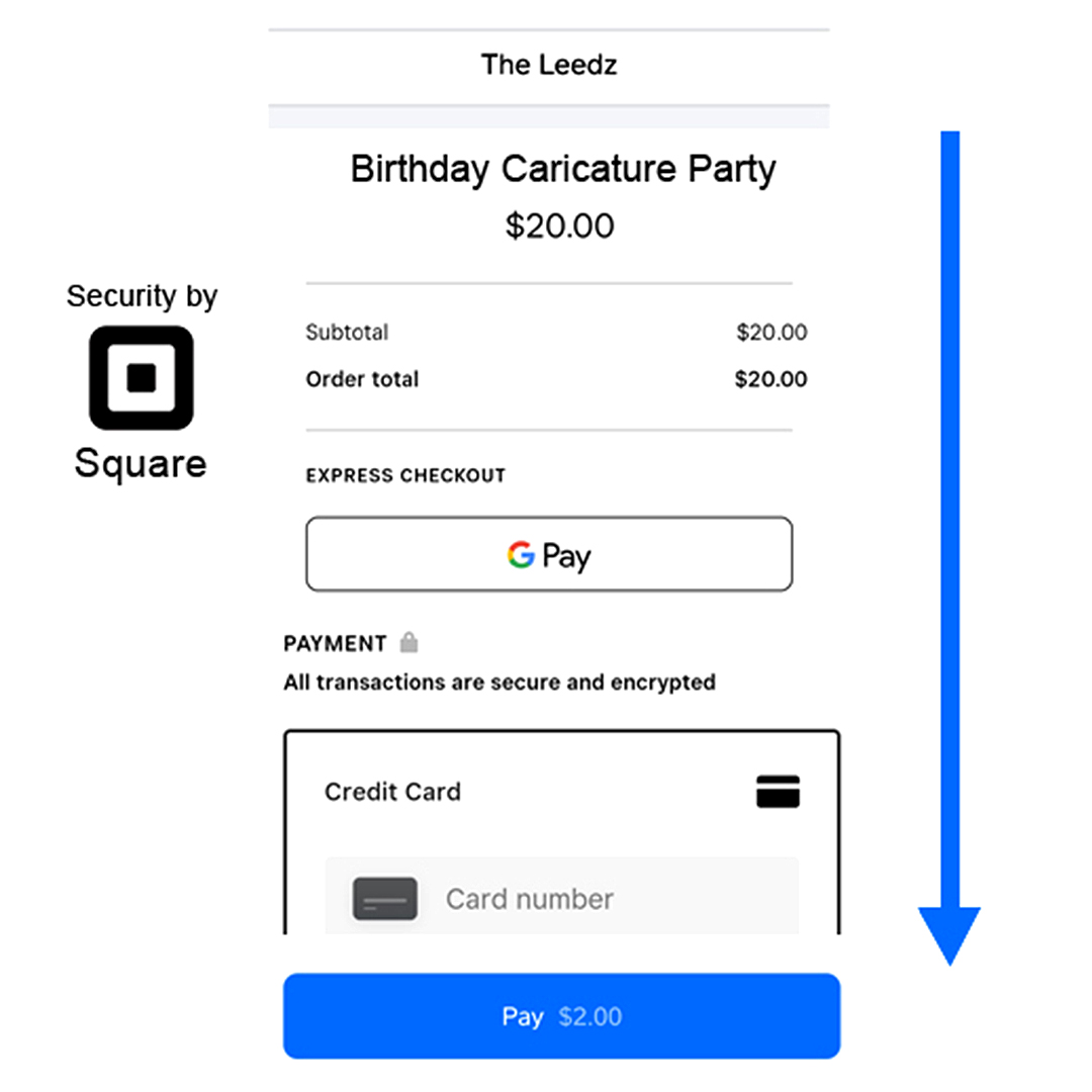 Square payment for a Leedz booking lead